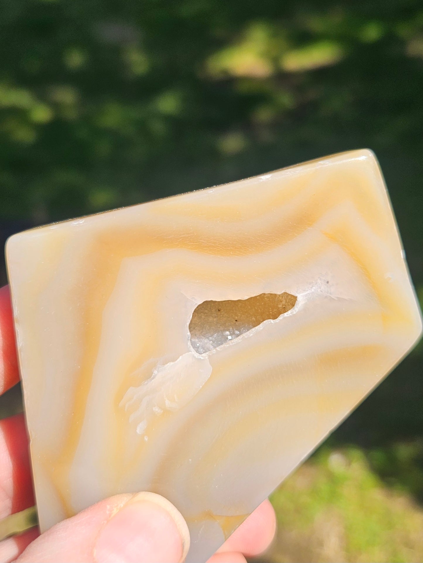 Yellow Banded Agate freeform slab with Druzy✨️