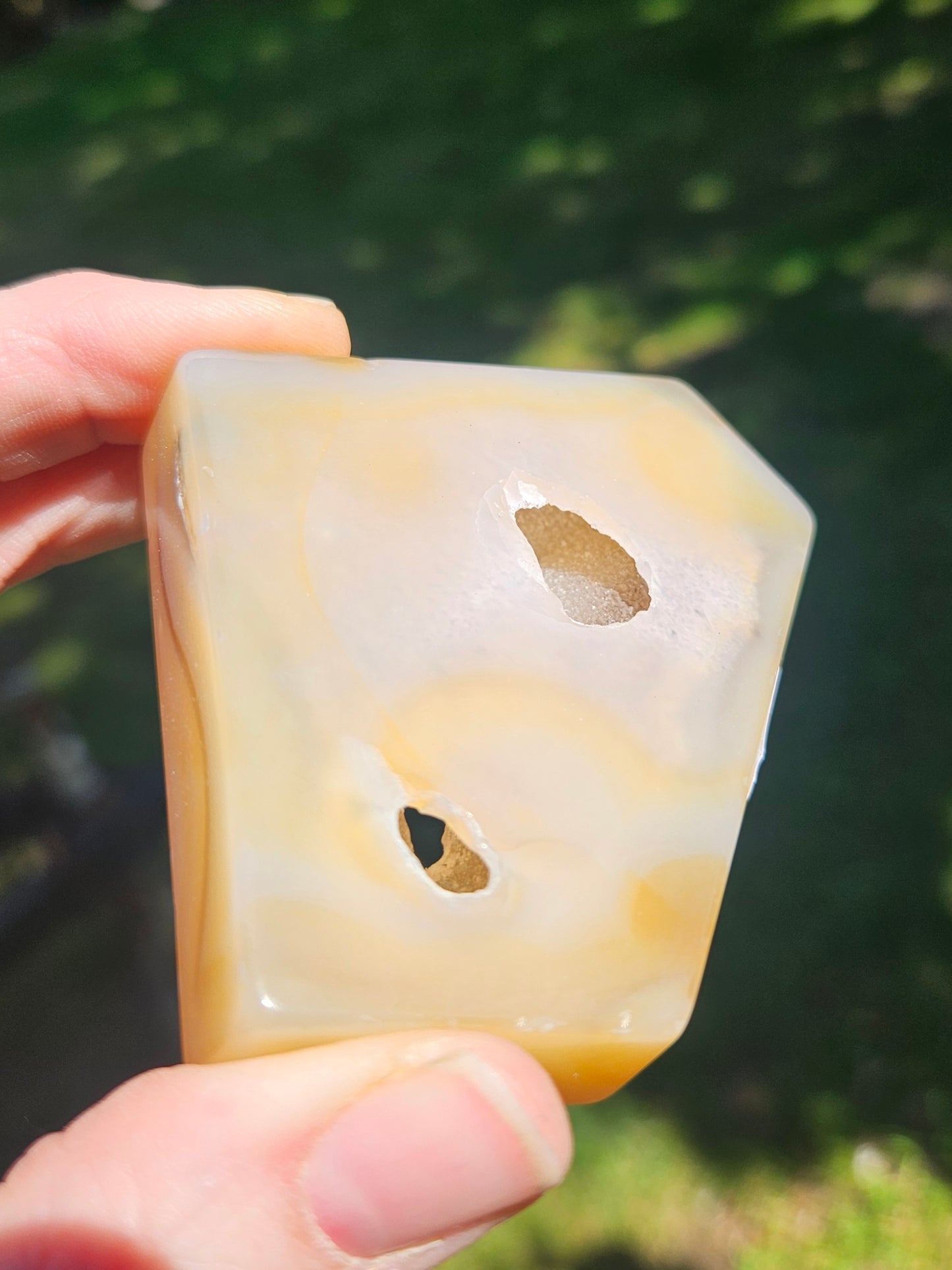 Yellow Banded Agate freeform slab with Druzy✨️