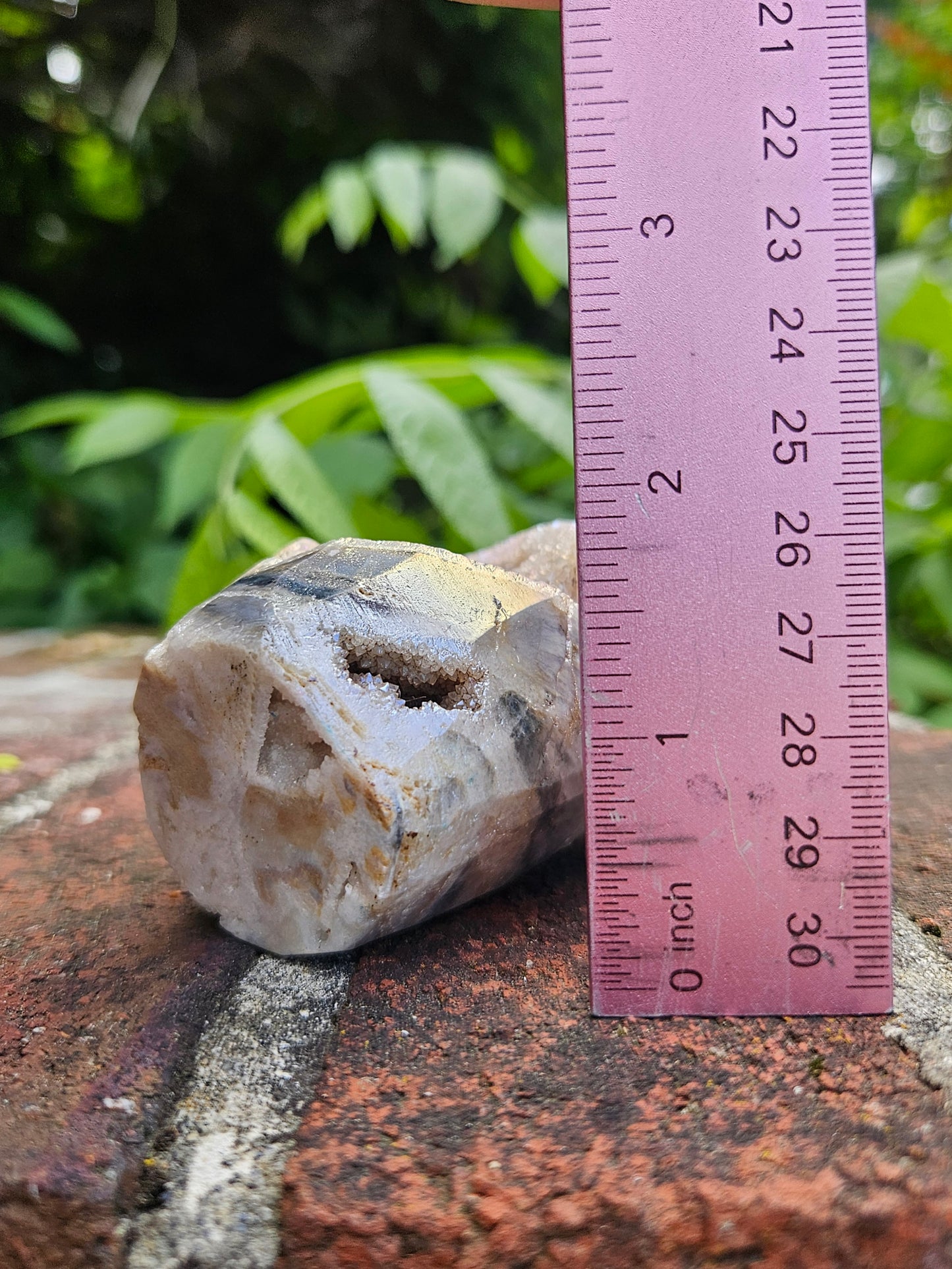 Peach Moonstone druzy flame Aura coated