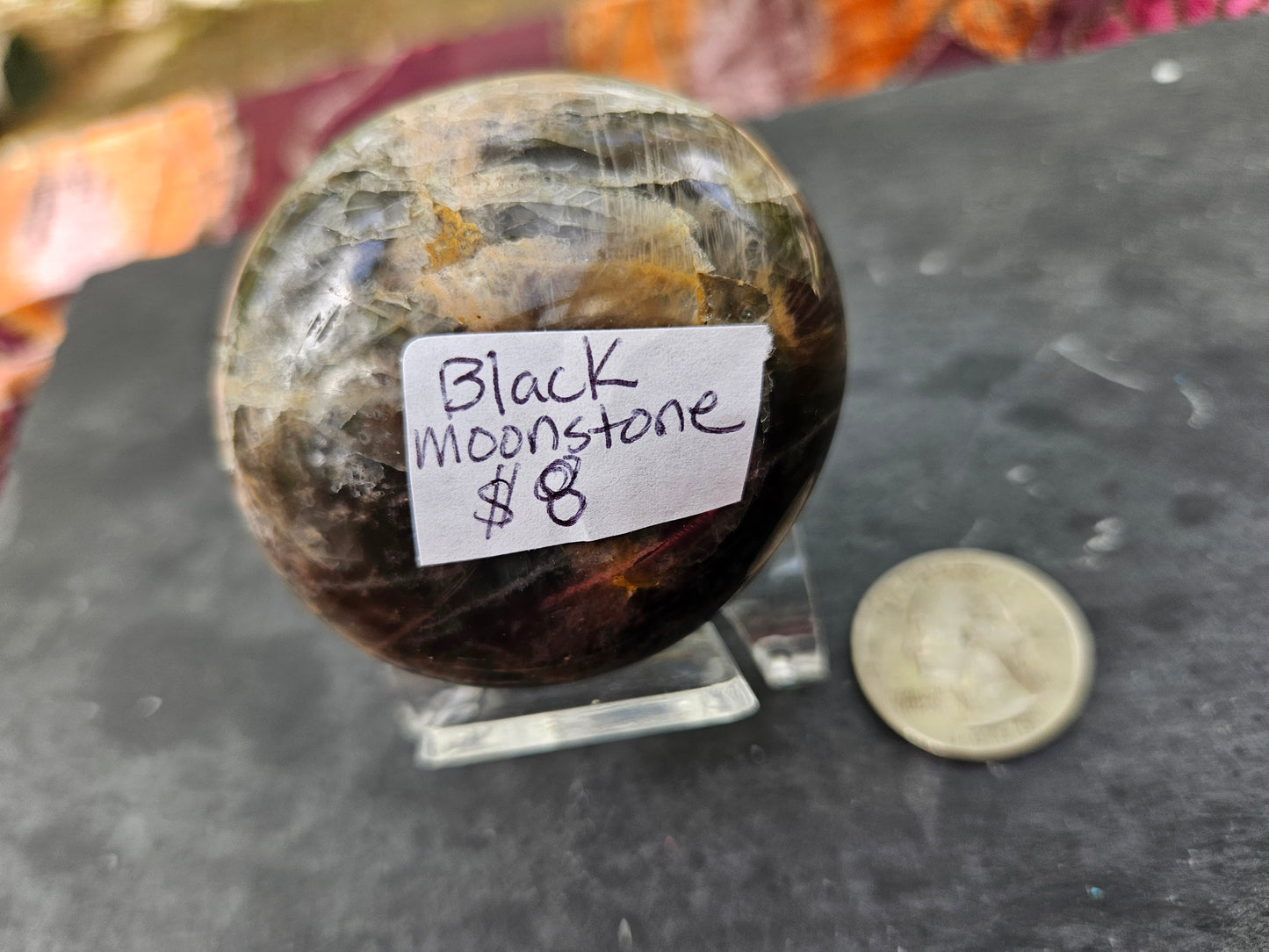 Black Moonstone palm stone
