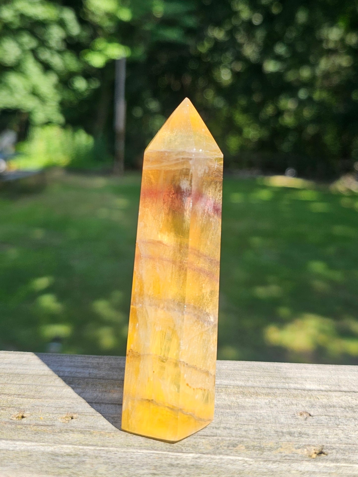 Honey Rainbow Fluorite Tower 3.5