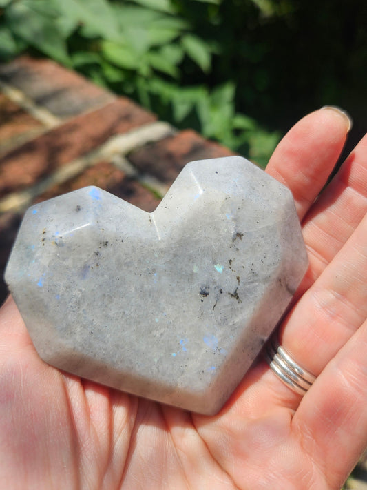 Rainbow Moonstone Faceted Heart 🌙✨