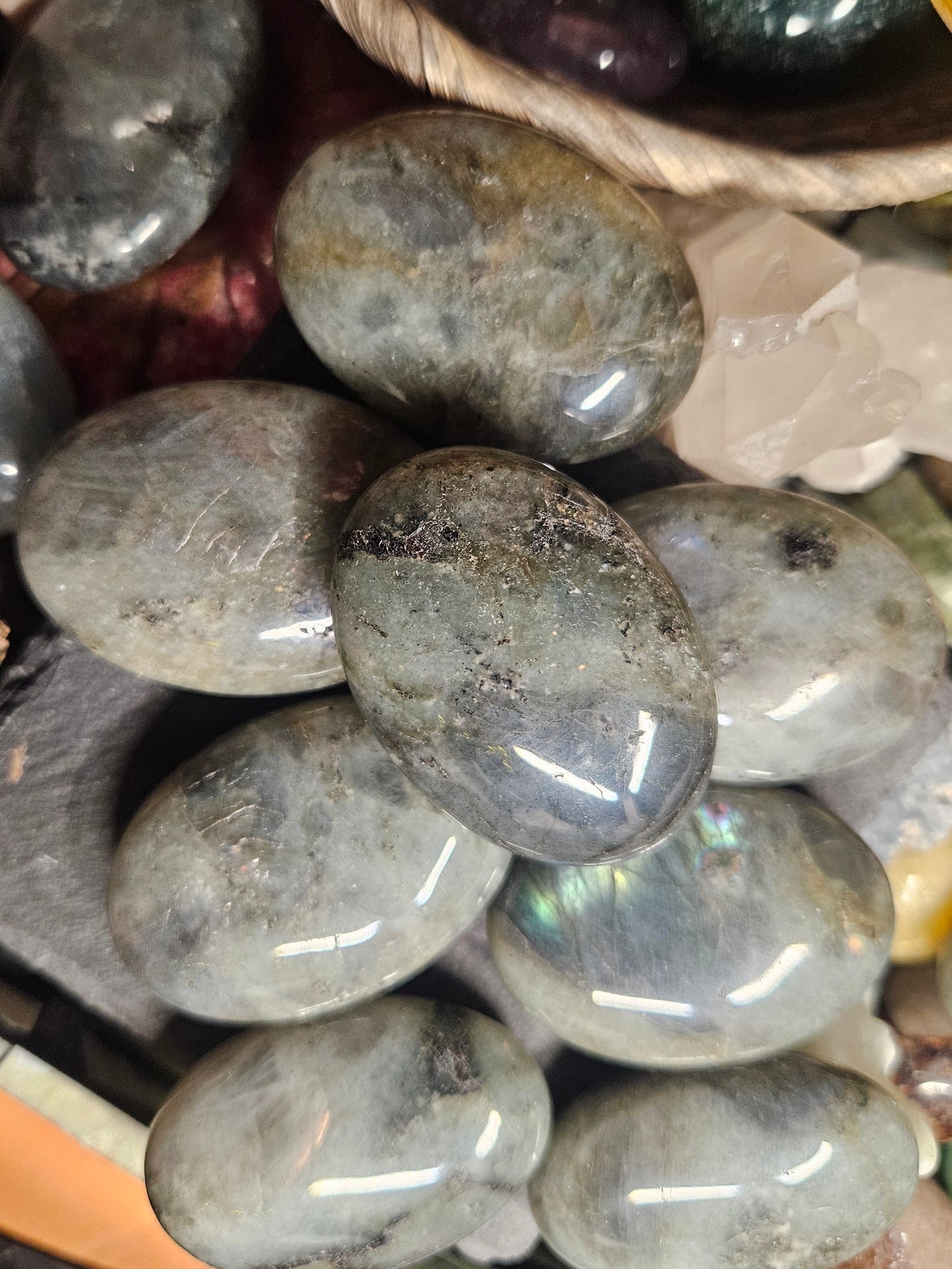 Gray Labradorite Palm Stone