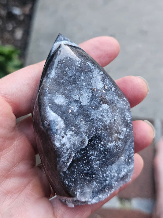 Black agate Druzy freeform