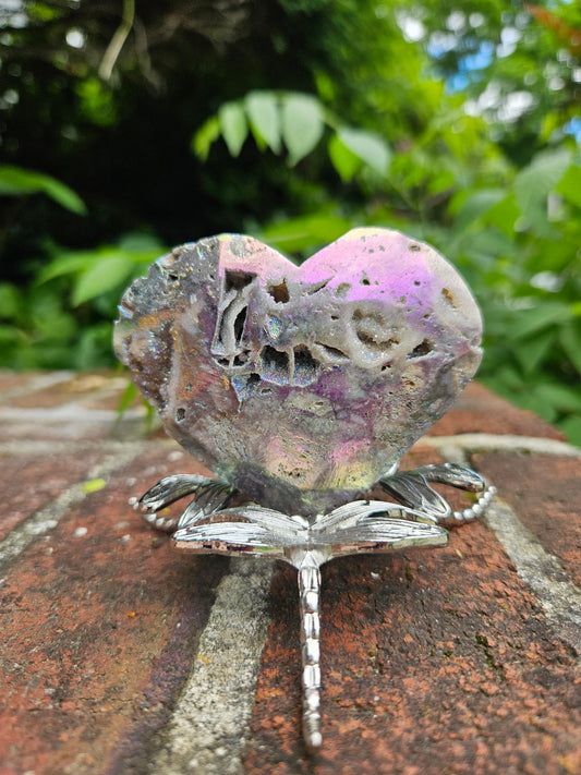 Aura coated Quartz heart