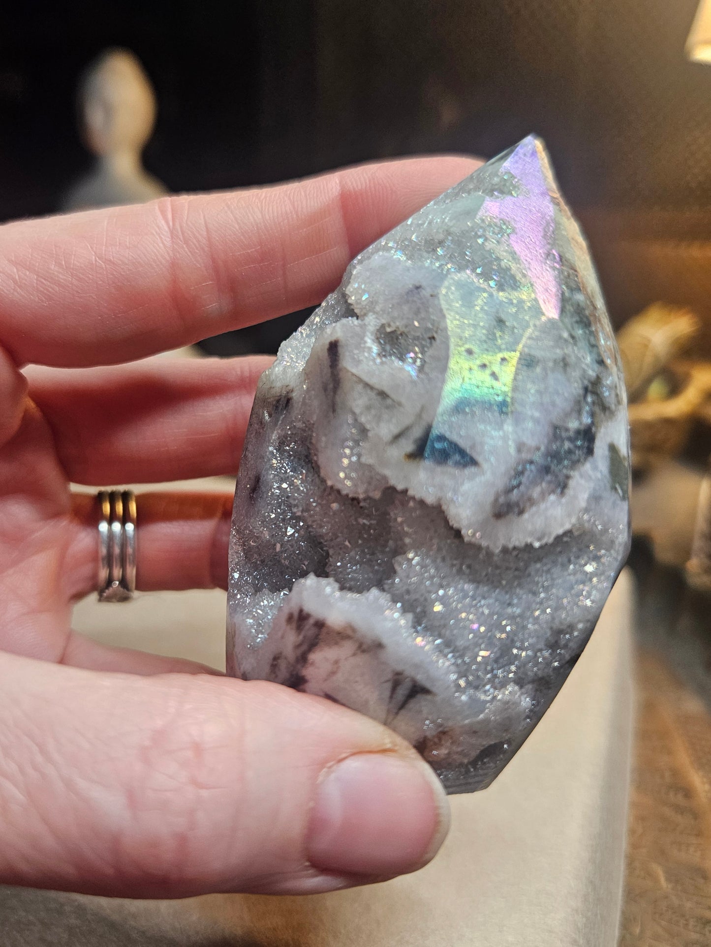 Tourmanilated Druzy Agate Freeform