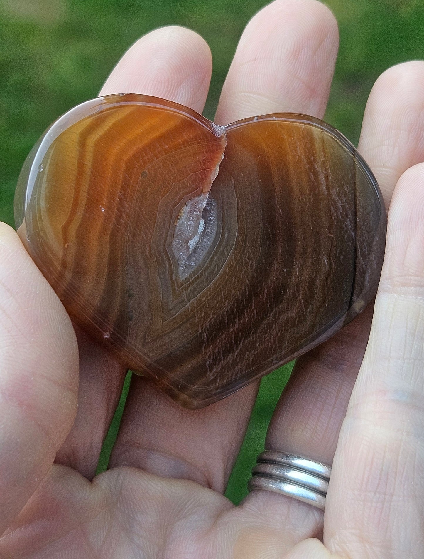 Banded Carnelian Agate Heart