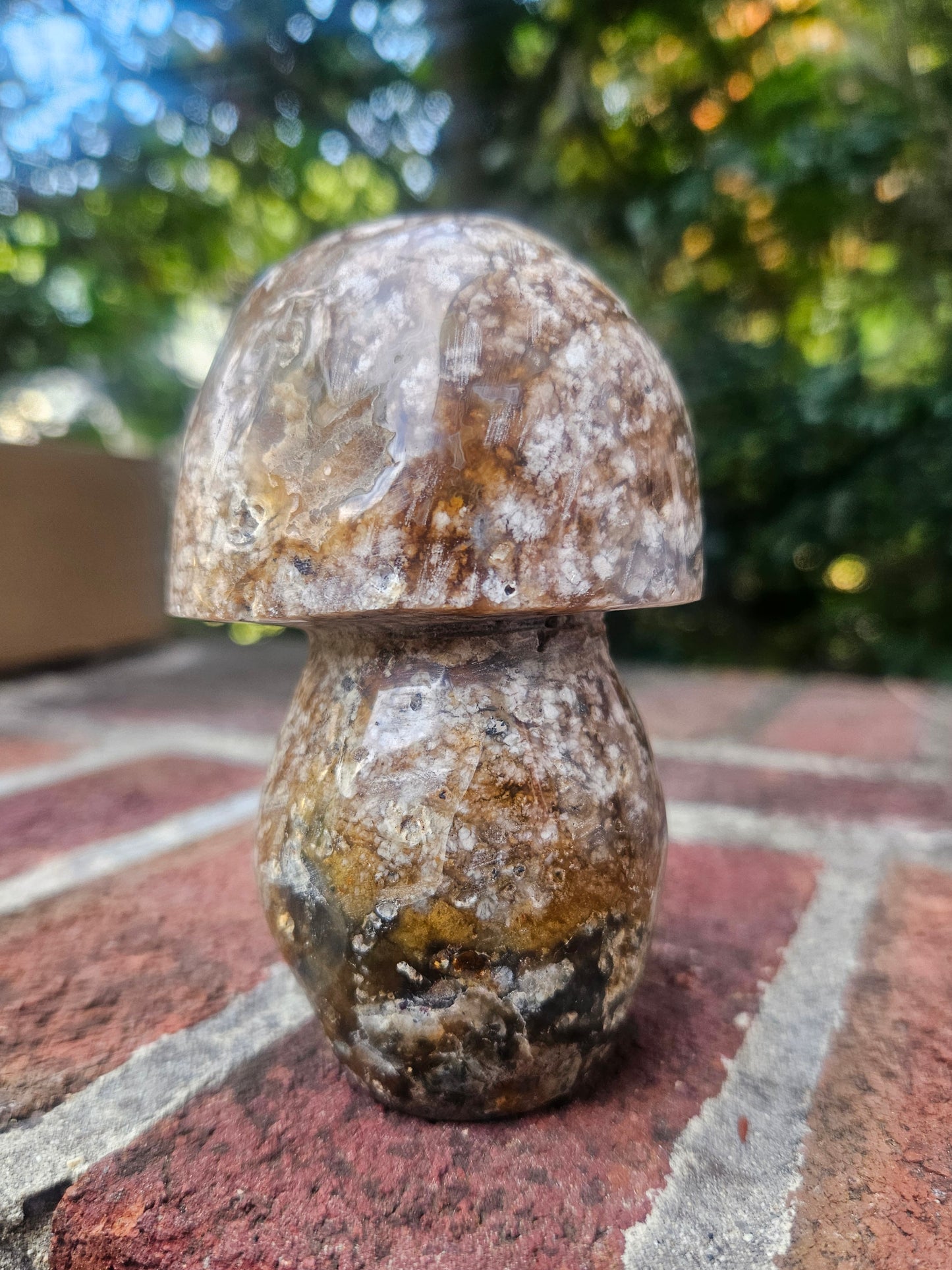 Flower Agate Mushroom carving